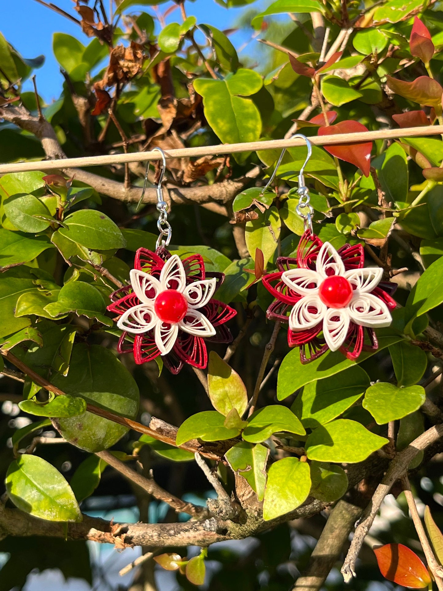 Tri layer flower earrings