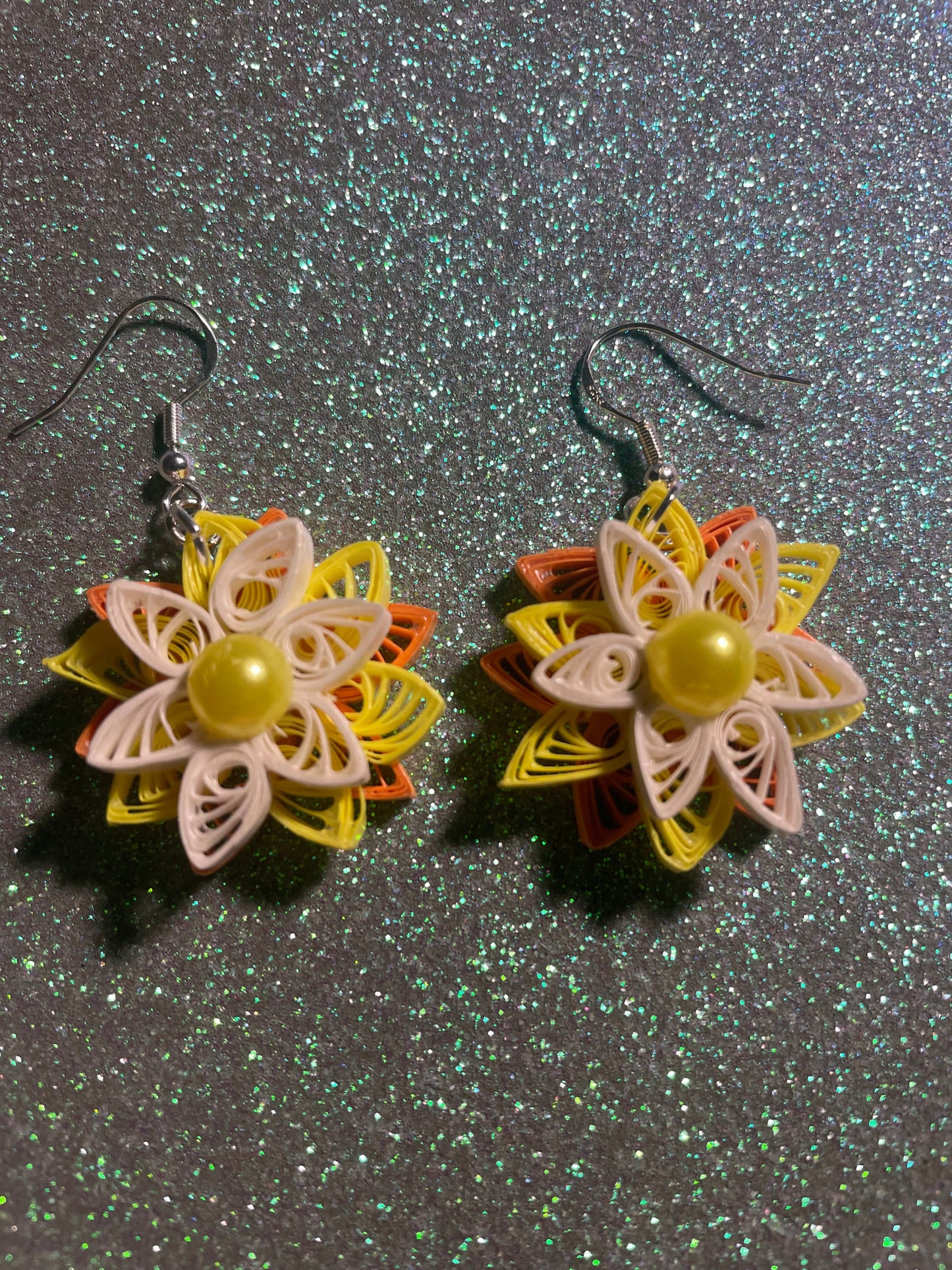 Tri layer Yellow and Orange earrings