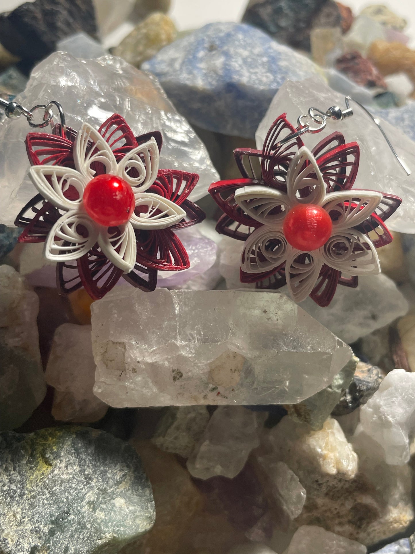 Tri layer flower earrings