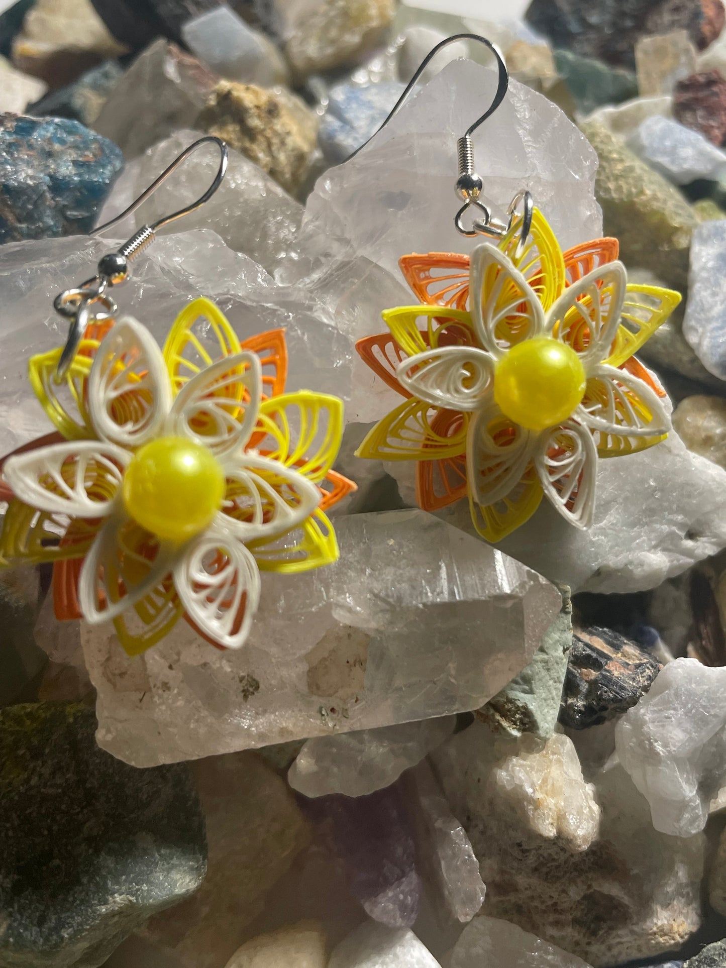 Tri layer Yellow and Orange earrings