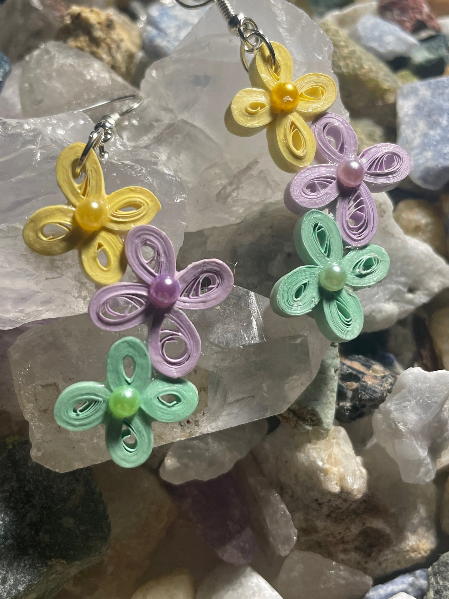 Tri-Color Flower Earrings