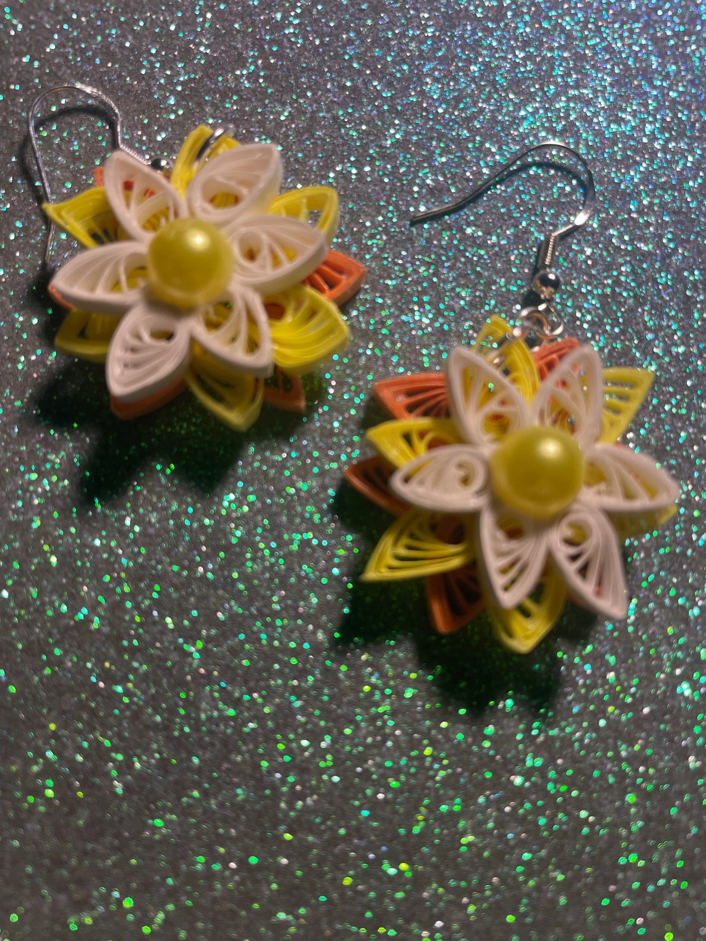 Tri layer Yellow and Orange earrings