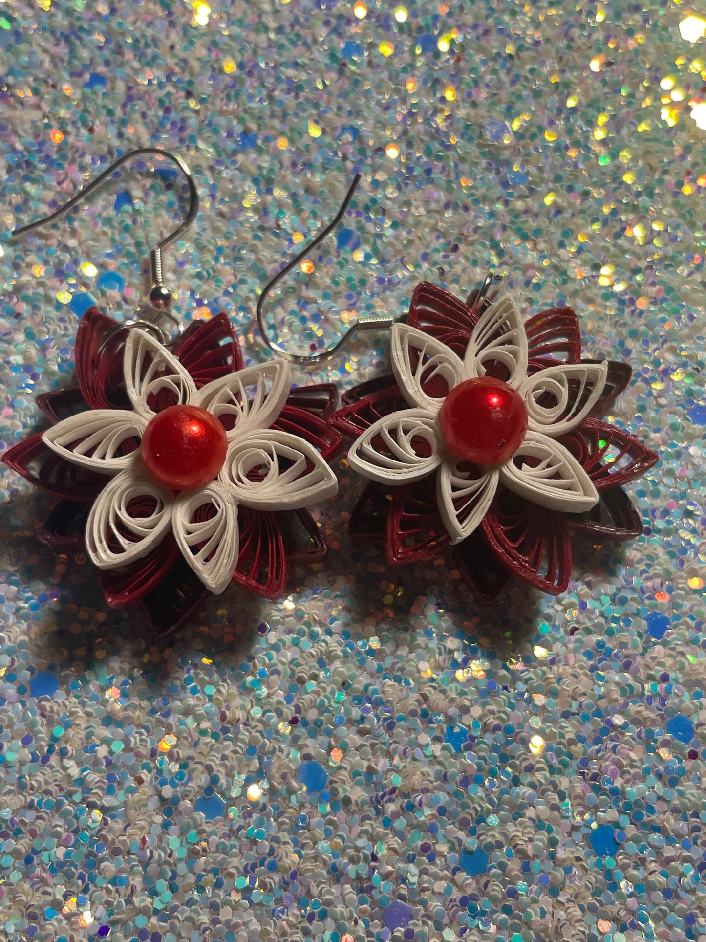 Tri layer flower earrings