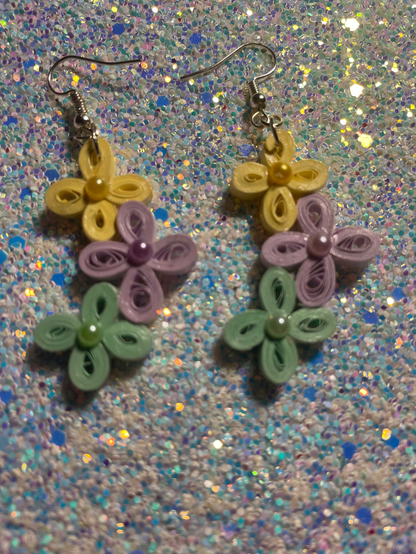 Tri-Color Flower Earrings