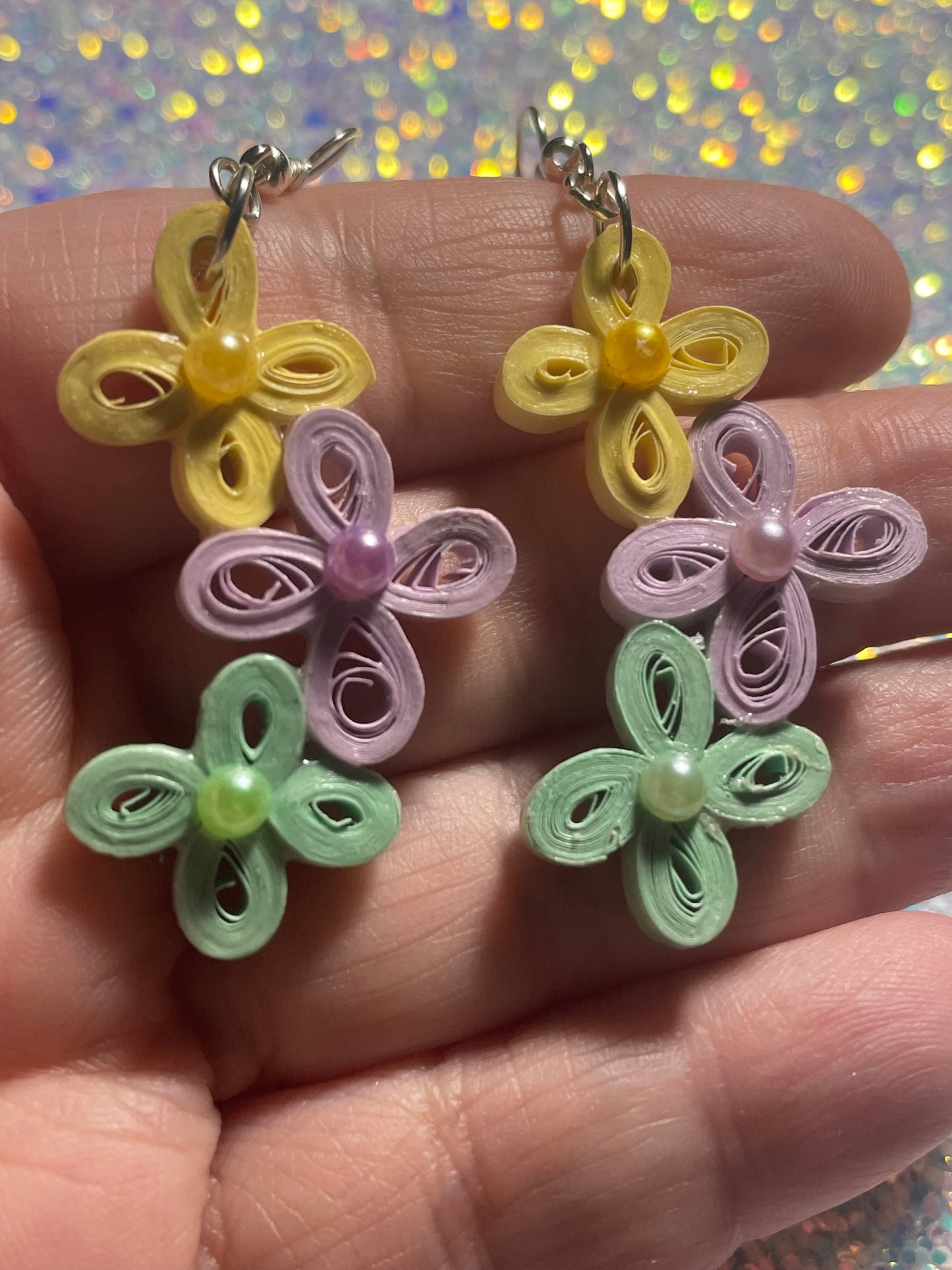 Tri-Color Flower Earrings