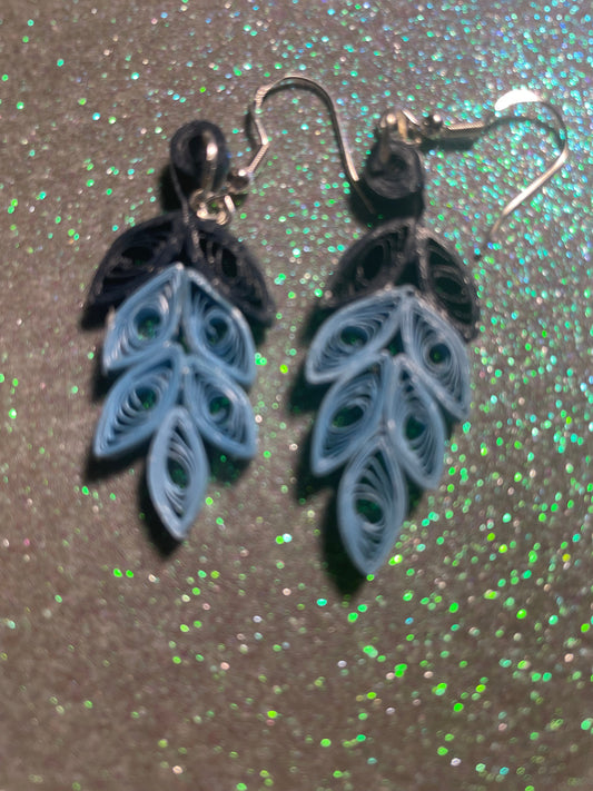 Blue Hanging Leaf Earrings